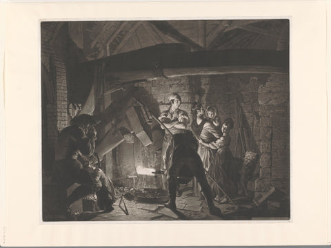 Family in an IronSmith's Shop, Richard Earlom, 1778 Canvas Print