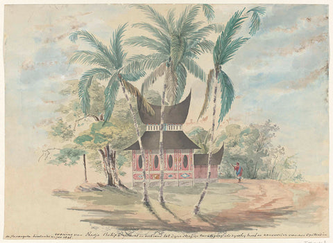 Home of Radja Batipo, destroyed and burned to his punishment and discipline as head and leader of the Rebellion in the Padangsche bovelandenten jare 1841, anonymous, 1841 Canvas Print