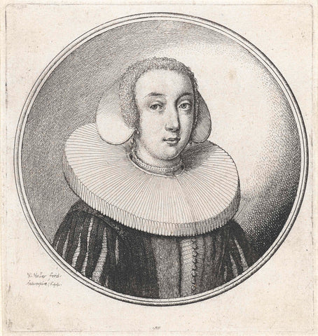 Woman with pleated collar, Wenceslaus Hollar, 1644 Canvas Print