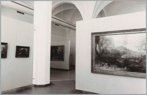 Room with paintings on panels, on the right a hunting scene, 1985 - 1988 Canvas Print