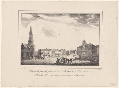 Conquest of the Grand-Place and Town Hall, 1830, anonymous, 1830 - 1831 Canvas Print