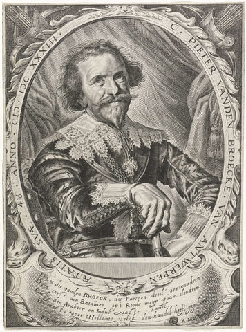 Portrait of Pieter van den Broecke, Adriaen Matham, 1633 Canvas Print