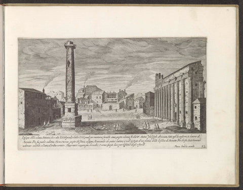 Column of Marcus Aurelius with on the right the Temple of Hadrian, Aegidius Sadeler, 1624 - 1650 Canvas Print