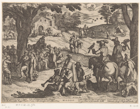 May: a hunting scene (twins), Antonio Tempesta, 1599 Canvas Print