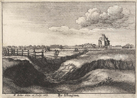 View of Islington (London) with ditch, Wenceslaus Hollar, 1665 Canvas Print