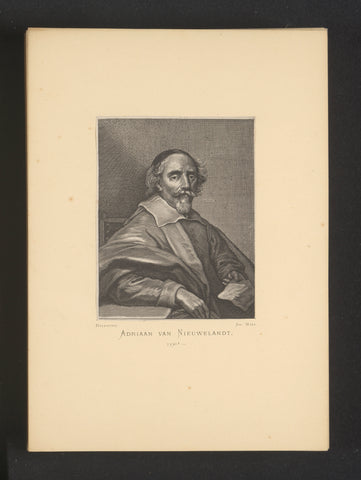 Reproduction of an engraving of a portrait of Adriaen van Nieulandt by Coenraet Waumans, Joseph Maes, c. 1872 - in or before 1877 Canvas Print