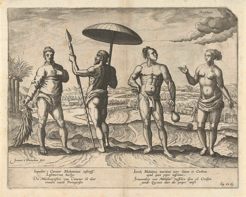 Two men from Cananor and a couple from Malabar, Joannes van Doetechum (I), 1596 Canvas Print