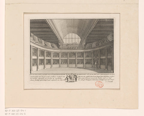 Hall of the Amsterdamse Schouwburg on the Keizersgracht in Amsterdam, anonymous, 1738 Canvas Print