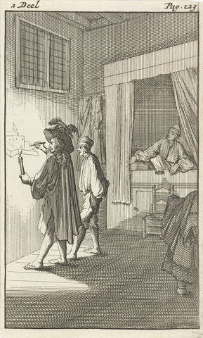 Mirandor sees from his box bed his fellow traveler, Caspar Luyken, 1695 Canvas Print