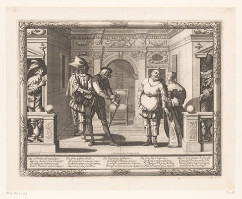 Three actors in the theatre of l'Hôtel de Bourgogne, Abraham Bosse, 1634 Canvas Print