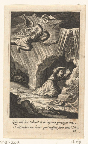 Child hides from thunderstorms in cave, Boëtius Adamsz. Bolswert, 1624 Canvas Print