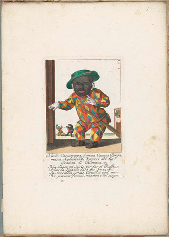 The dwarf Nicolo Caccatrippa as a harlequin, c. 1710, Martin Engelbrecht (attributed to), 1705 - 1715 Canvas Print