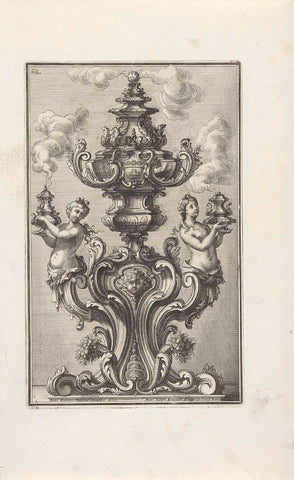 Incense burner with two women sprouting in ornament, Maximilian Joseph Limpach, 1714 Canvas Print