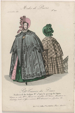 Petit Courrier des Dames, 15 October 1834, No. 1101 : Chapeau en crêpe Mme Thomas (...), anonymous, 1834 Canvas Print