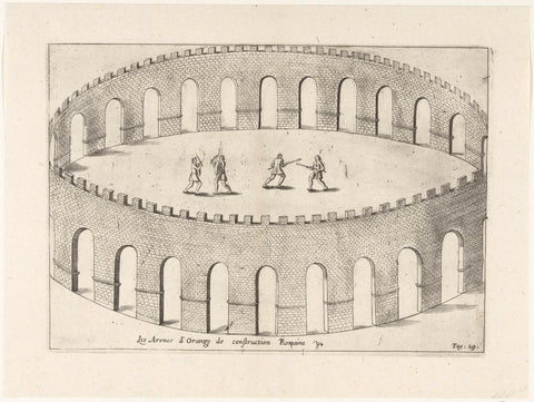 Reconstruction of the Roman arena in Orange, 1639, J. Baugin, 1637 - 1640 Canvas Print