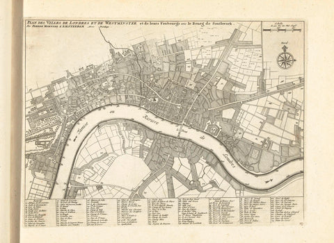 Map of London, 1726, anonymous, 1726 Canvas Print