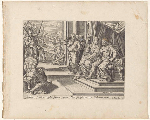 Batseba submits Adonia's request to Solomon, Hans Collaert (I) (attributed to), 1596 - 1643 Canvas Print