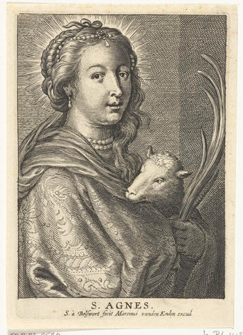 Saint Agnes with lamb, Schelte Adamsz. Bolswert, 1596 – 1659 Canvas Print