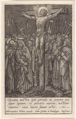 Christus aan het kruis, Hieronymus Wierix, 1563 - before 1619 Canvas Print