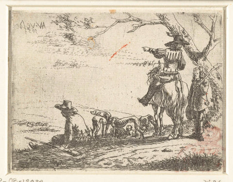 Three hunters with dogs, Adriaen van de Velde, 1653 Canvas Print