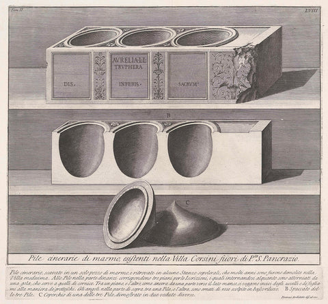 Marble askommen from the Villa Corsini, Giovanni Battista Piranesi, c. 1756 - c. 1757 Canvas Print