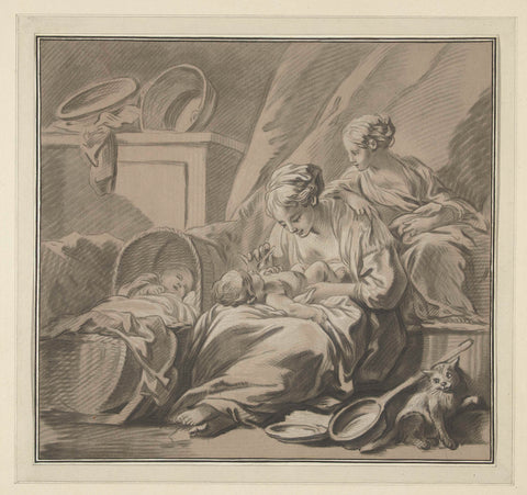 The good mother, Louis Marin Bonnet, 1773 - 1774 Canvas Print