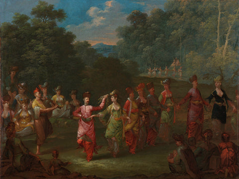 Greek Men and Women Dancing the Khorra, Jean Baptiste Vanmour, c. 1720 - c. 1737 Canvas Print