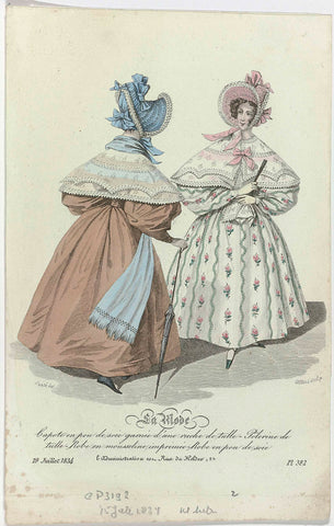 La Mode, 19 July 1834, Pl. 382 : Capote en pou de soi (...), Jean Alexandre Allais, 1834 Canvas Print