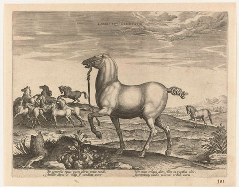 Herd of wild horses, Hendrick Goltzius (attributed to), c. 1578 - c. 1582 Canvas Print