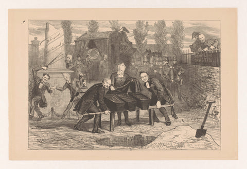 Cartoon with burial of laws, Willem Steelink (II), in or before 1886 Canvas Print