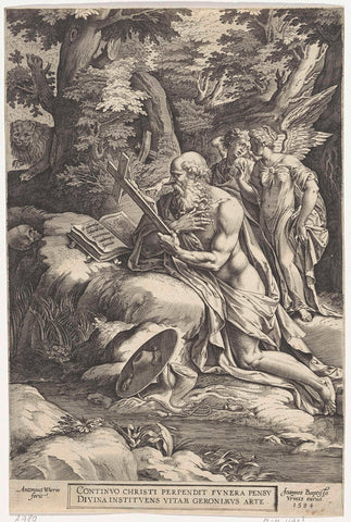 H. Hieronymus as penitent in the desert, Antonie Wierix (II), 1584 Canvas Print