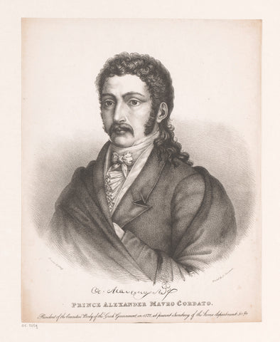 Portrait of Alexandros Mavrokordatos, Bouvier, c. 1824 - c. 1827 Canvas Print