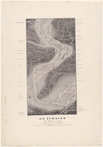 Course of the Scheldt from Fort Bath to the sea (lower leaf), 1832, Willem Charles Magnenat, 1833 Canvas Print