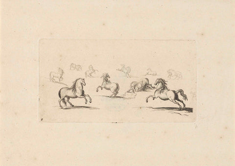 Study sheet with horses in different postures, anonymous, 1675 - 1711 Canvas Print