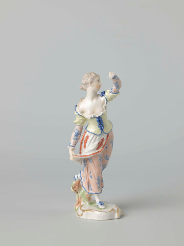 Figure of a dancing woman, Porseleinfabriek Ludwigsburg, c. 1763 - c. 1767 Canvas Print