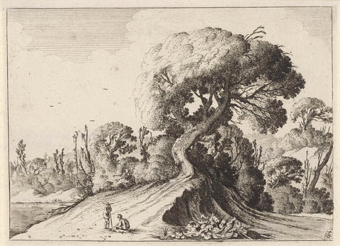 Two Men in Front of a Large Tree, Gillis van Scheyndel (I), 1631 - 1653 Canvas Print