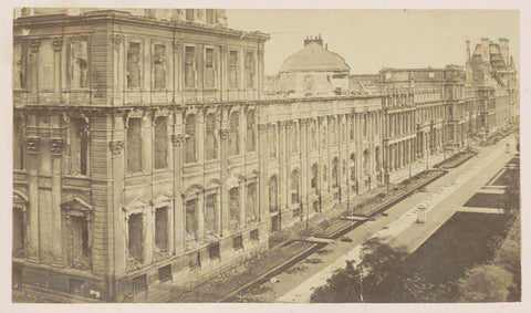 Ruin of the Pavillon de Marsan at the Palais des Tuileries in Paris, after the destruction during the Commune in 1871, anonymous, c. 1871 Canvas Print