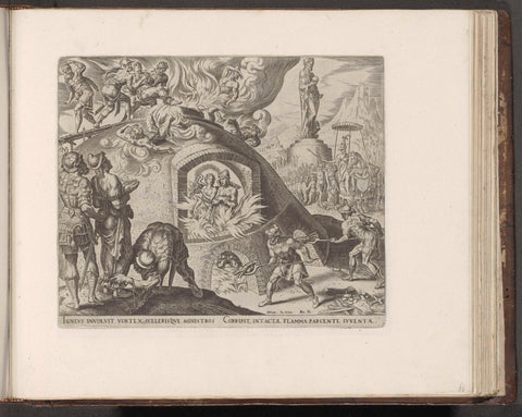 Shadrach, Meshach and Abednego are thrown into the fire, Philip Galle, 1579 Canvas Print