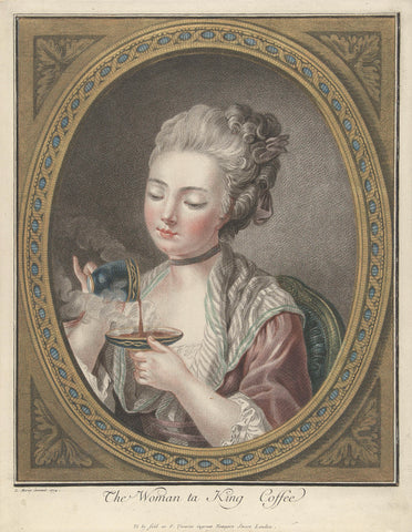 Bust of a young woman drinking coffee, Louis Marin Bonnet, 1774 Canvas Print