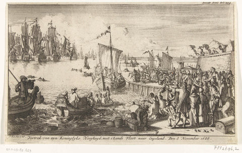 Departure from William III to England, 1688, Caspar Luyken, 1692 - 1694 Canvas Print