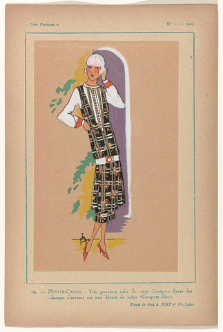 Très Parisien, 1925, No. 1, Pl. 16.- MONTE CARLO., G-P. Joumard, 1925 Canvas Print