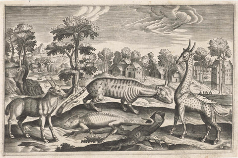 Exotic animals, Adriaen Collaert, 1595 - 1652 Canvas Print