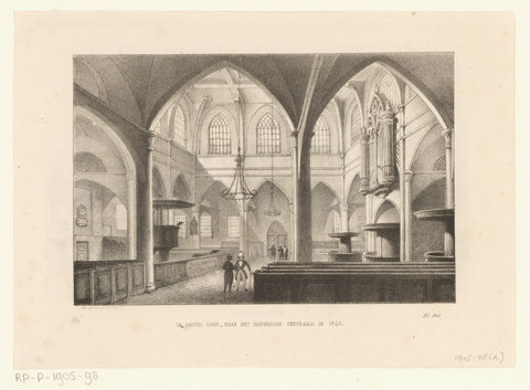 Interior of Amstelkerk in Amsterdam, Johannes Hilverdink (possibly), Ruurt de Vries, 1844 Canvas Print