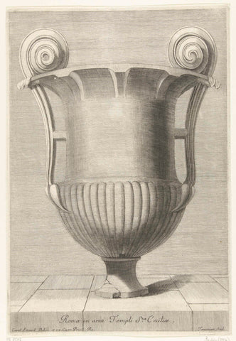 Vase with two handles ending in curl, Georges Tournier, c. 1650 Canvas Print