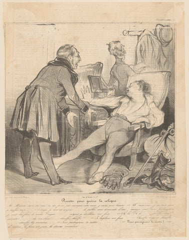 Robert Macaire doet alsof hij ziek is tegenover zijn baas, Honoré Daumier, 1838 Canvas Print