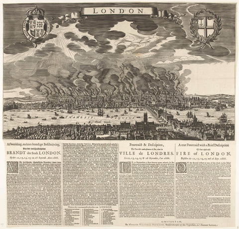 London great fire, 1666, anonymous, 1666 Canvas Print