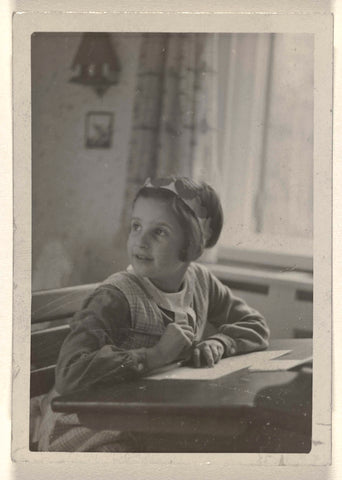 Isabel Wachenheimer writing to a lectern, 1936, anonymous, 1936 Canvas Print