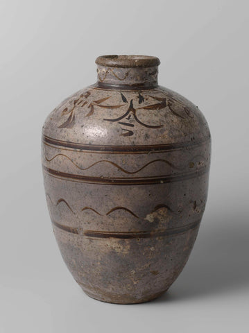 Ovoid jar with ornamental borders and flower sprays, anonymous, c. 1550 - c. 1600 Canvas Print