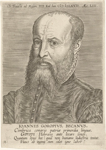 Portrait of Johannes Goropius Becanus, Philips Galle, 1608 Canvas Print