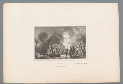 Bonfire with dancing villagers, Jules David (1808-1892), 1830 - 1840 Canvas Print